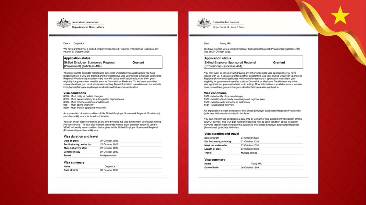 Visa Grant — Anh Quyền và Chị Trang